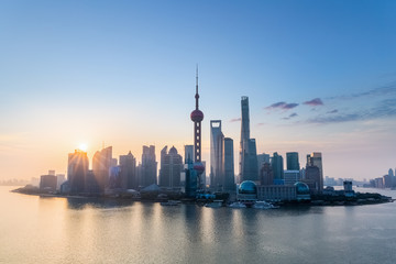 Fototapeta premium shanghai charm skyline in sunrise