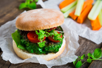 Vegetarian burger, vegetable fast food