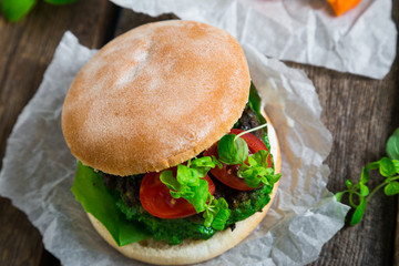 Vegetarian burger, vegetable fast food