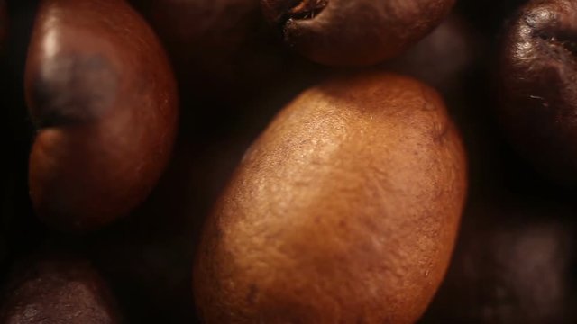 Dolly passing by coffee beans background