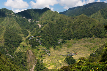 Batad rice terraces  in Banaue, Ifuego , Philippines.  Batad is situated among the Ifugao rice terraces. It is perhaps the best place to view this UNESCO World Heritage site.