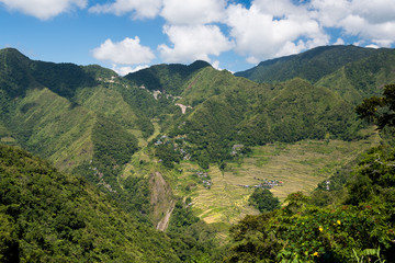 Obraz premium Batad rice terraces in Banaue, Ifuego , Philippines. Batad is situated among the Ifugao rice terraces. It is perhaps the best place to view this UNESCO World Heritage site.