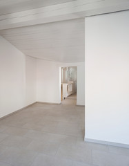 Interior, empty room with withe walls