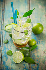 fresh mojito on a rustic table
