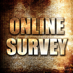 online survey, written on vintage metal texture