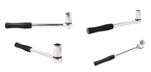 Set of socket wrench over white isolated background