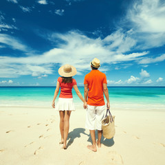 Couple on a beach at Seychelles