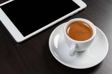 Fototapeta na wymiar Touch tablet and coffee