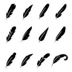 Feather black vector icons