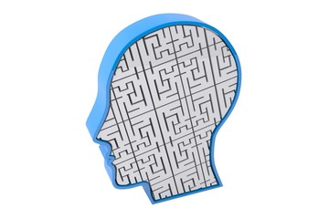 Composite image of maze brain in head