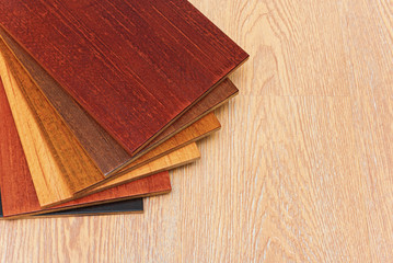 Samples of laminate floor boards