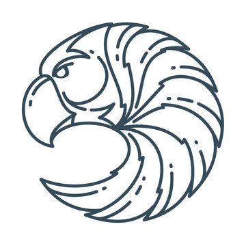 Eagle head line art vector logo.