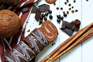 Many different chocolates and cookies