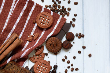 Many different chocolates and cookies