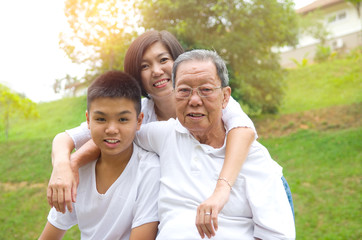  Asian three Generations Family