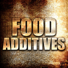 food additives, written on vintage metal texture