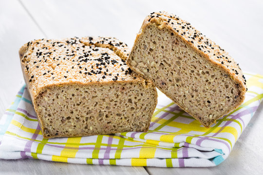 Natural homemade seeds and buckwheat bread