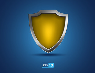 golden shield on the blue background