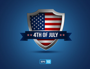 fourth of july shield on the blue background