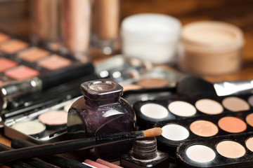 Professional visagiste workspase. Work process. 