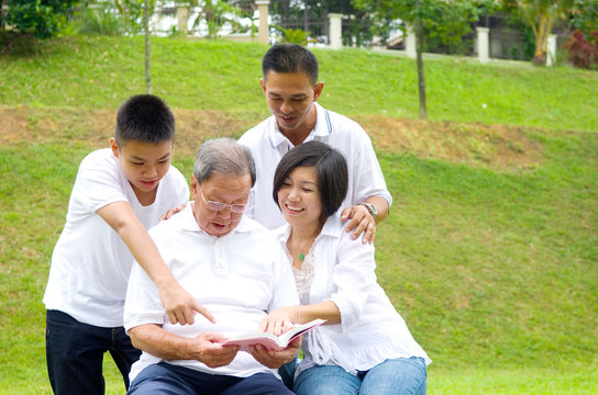 Asian three generation family
