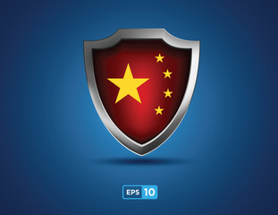 china shield on the blue background