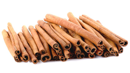 Cinnamon on white background