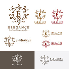 Elegance Crest Letter C logo. Heraldry sign crest brand identity. Monogram pattern. Royal ancient symbol. Classic badge.