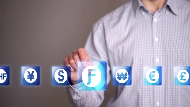 Businessman touch Guilder icons
