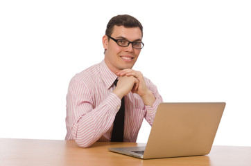 Young businessman isolated on the white