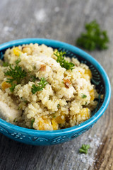 Quinoa pilaf with almond and dried apricots