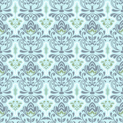 Seamless abstract blue grey flower vector wallpaper.