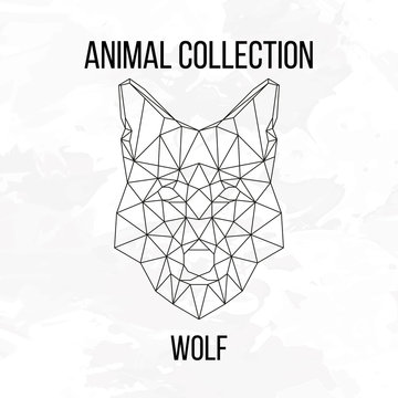 Geometric animal wolf head background