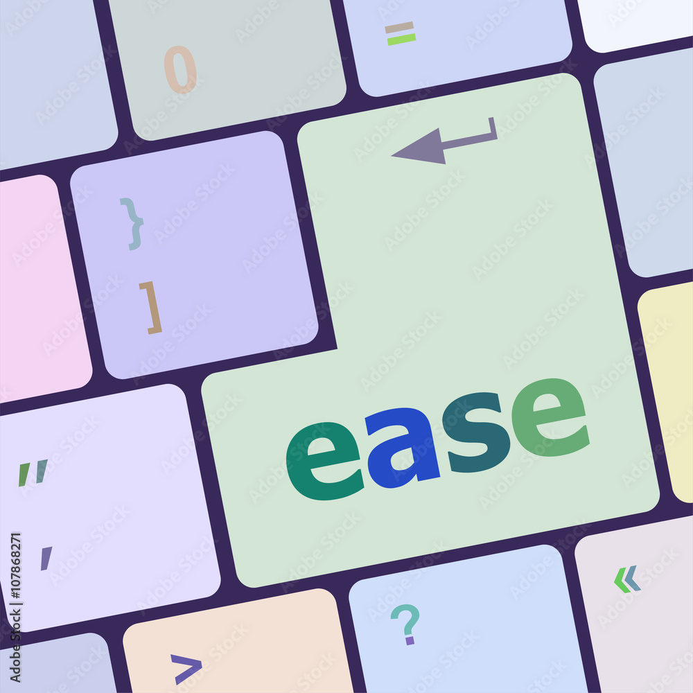 Aufkleber easy word on keyboard key, notebook computer button vector illustration