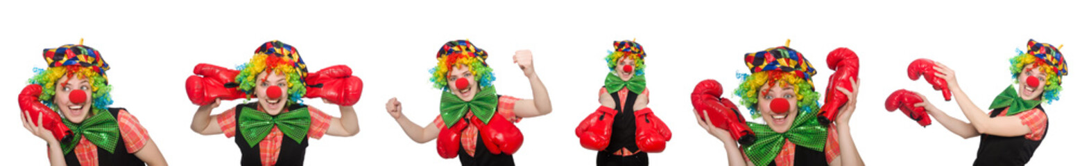 Clown in various poses isolated on white