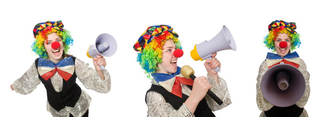 Clown in various poses isolated on white