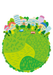 緑　丸地球　丸　木