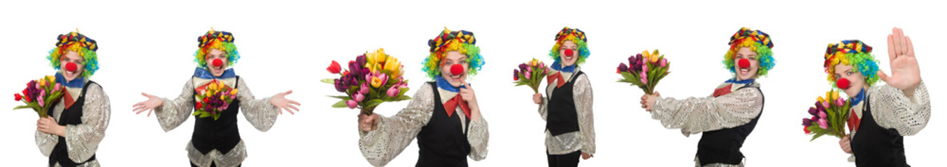 Female clown isolated on white