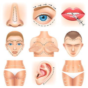 Plastic Surgery Icons Vector Set