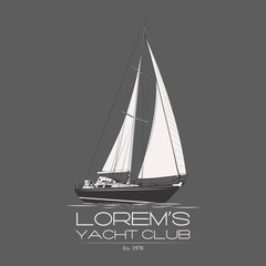 Yacht club logo badge label on grey background