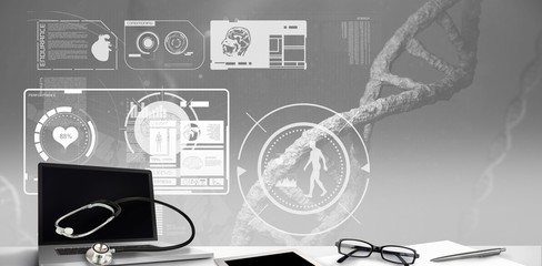 Medical supplies put on a desk