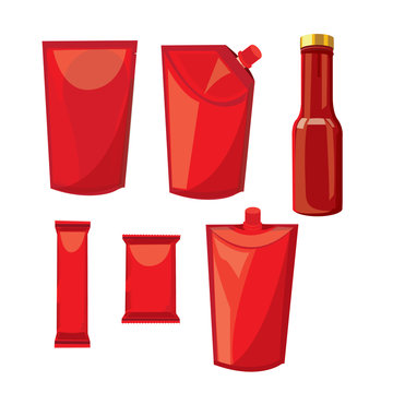 Illustration. Wrap, Plastic, Foil, Packet, Packaging. Hot Sauce