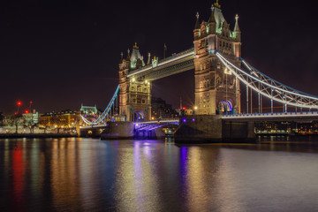 Fototapeta na wymiar Tower Bridge in London, UK at night time