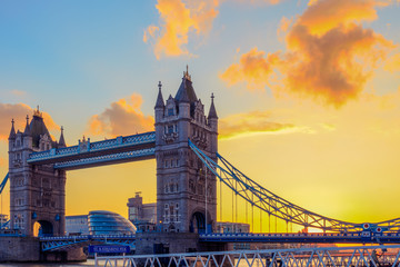Fototapeta na wymiar Tower Bridge and St. Katharine Pier At Dusk, London, UK