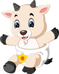 illustration of Cute baby goat cartoon