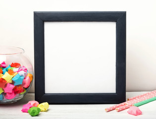 Mock up with blank dark grey frame