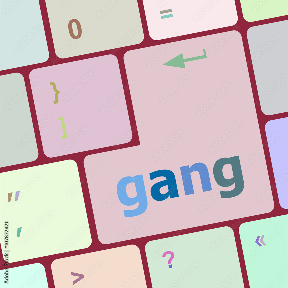 Aufkleber gang button on computer pc keyboard key vector illustration