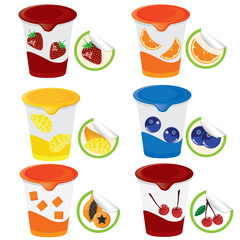 illustration. fruit yogurt on white background.