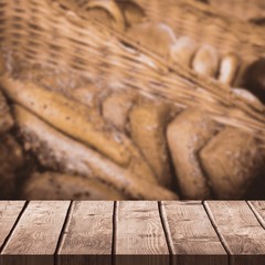 Composite image of wooden table