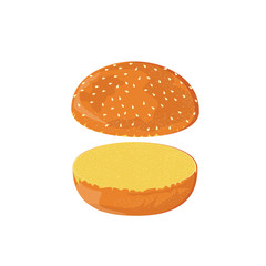 Hamburger bun on a white background. 